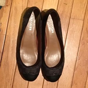Coach Chelsea Signature Black leather Flats. 8.5